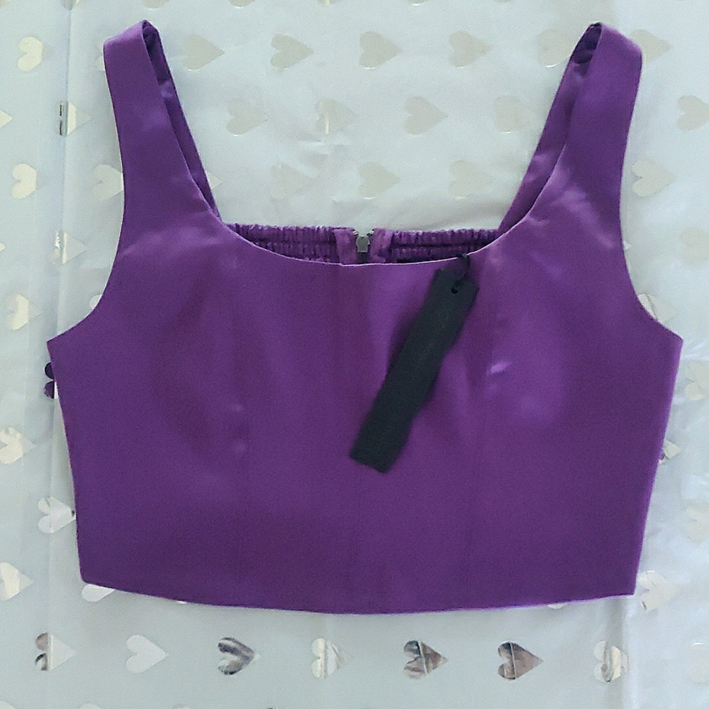 House of Harlow 1960 Purple Satin Crop Top, Size S.